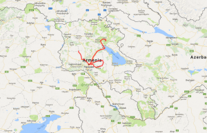 10 days trekking holiday in Armenia, map